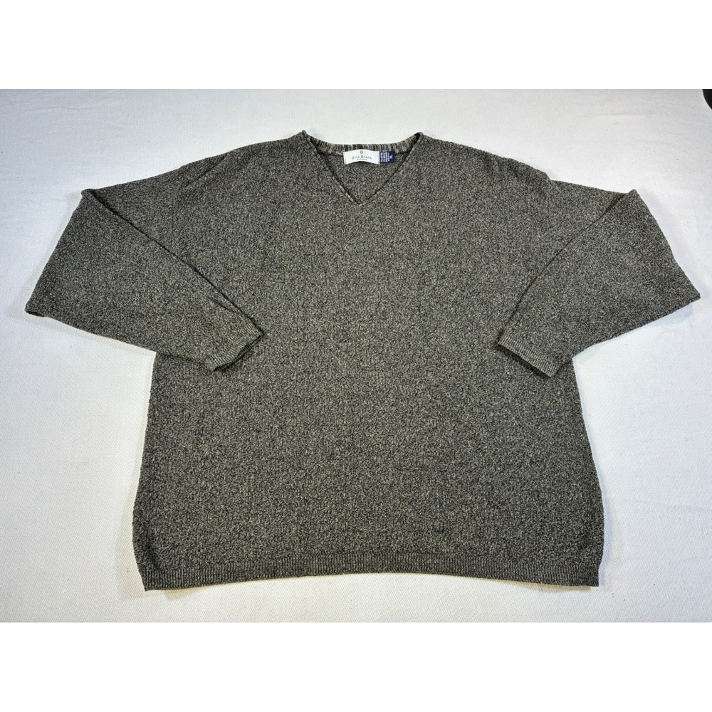 Vintage Bill Blass Menswear V-Neck Sweater XL Marled‎ Green Grey Made in USA 90s